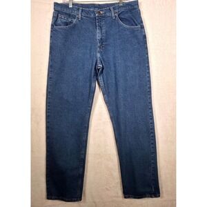 Wrangler Straight Leg Jeans Mens 34x32 Blue Premium Quality Stretch Workwear